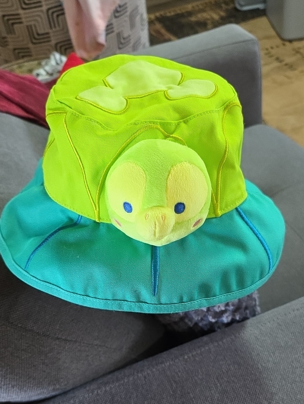Disney Green and Teal Turtle Plush Bucket Hat Adult. Unisex.